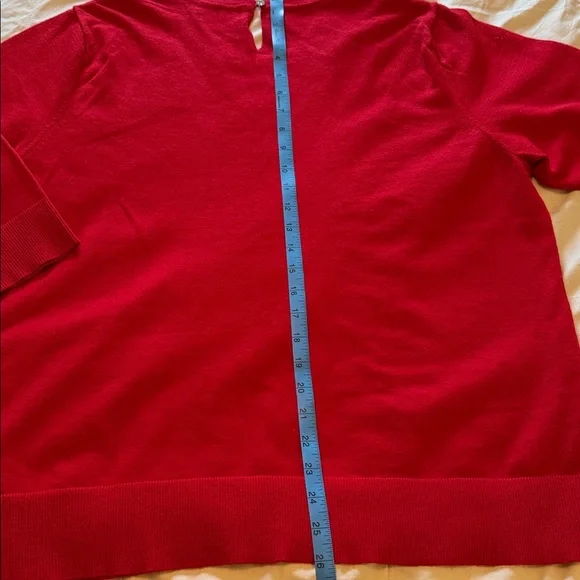 Liz Claiborne Red Sweater with Silver Beaded Collar New Size XXL - Picture 6 of 8